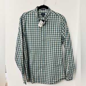 J. Crew Men’s Teal and White Gingham Button-Down Shirt